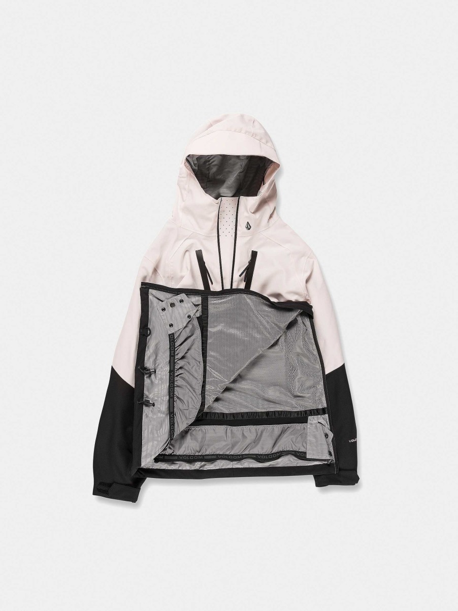 Clothing Volcom Snowboard Jackets | Mens Volcom Brighton Pullover Snowboard Jacket Black/Pink