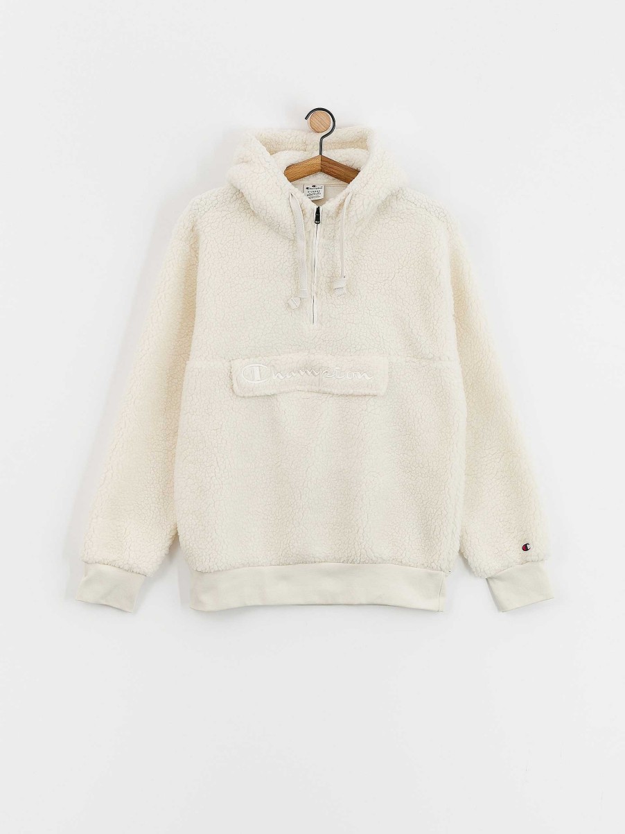 Clothing Champion Sweatshirts/Hoodies | Champion Hooded Half Zip Top 219446 Hoodie Beige