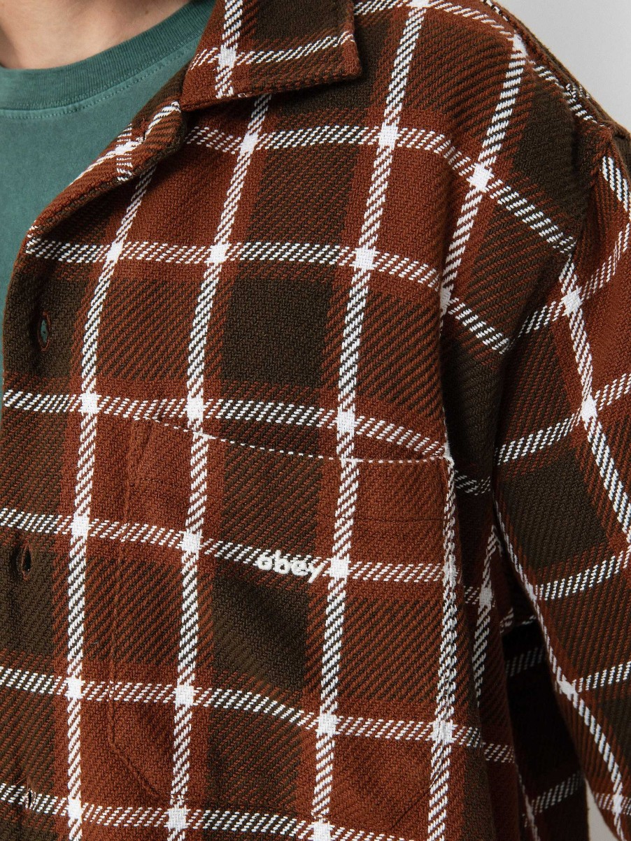 Clothing OBEY Shirts | Obey Bigwig Plaid Shirt Brown