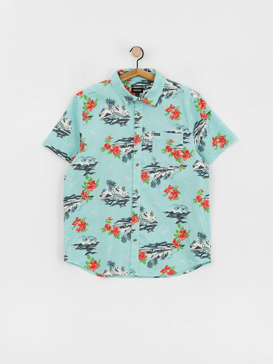 Clothing Brixton Shirts | Brixton Charter Print Shirt Blue