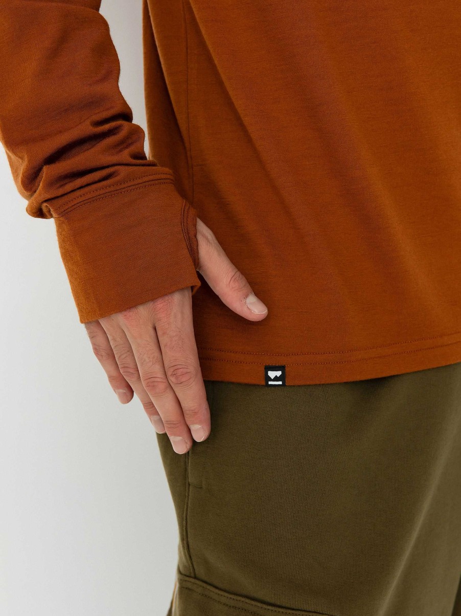 Clothing Mons Royale Active Underwear | Mens Mons Royale Yotei Merino Classic Active Longsleeve Brown