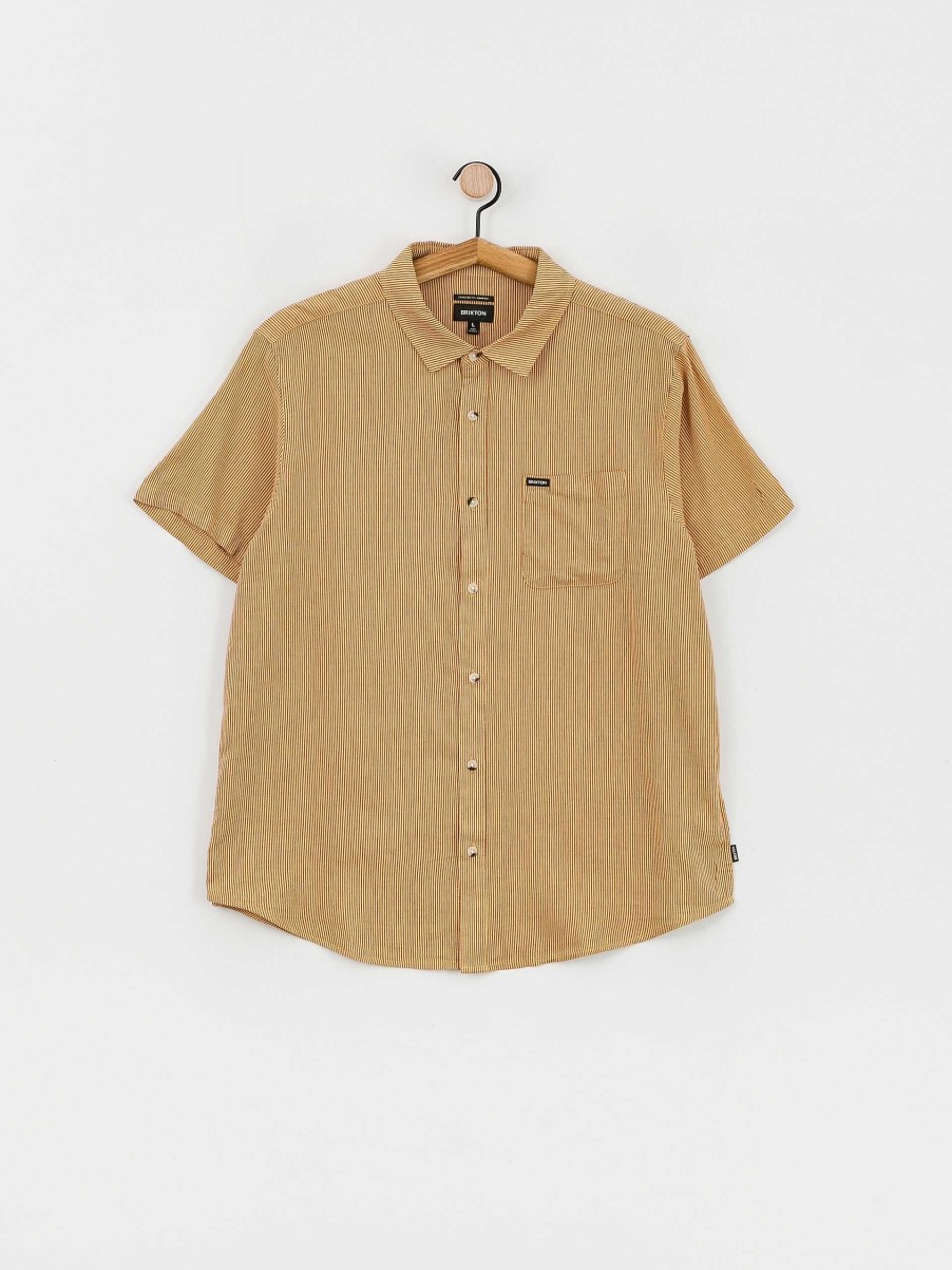 Clothing Brixton Shirts | Brixton Charter Stripe Shirt Brown