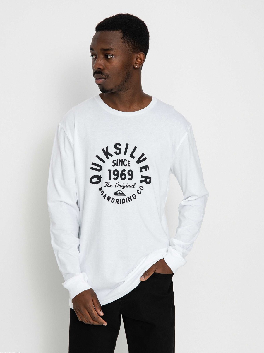 Clothing Quiksilver Longsleeves | Quiksilver Circled Script Front Longsleeve White