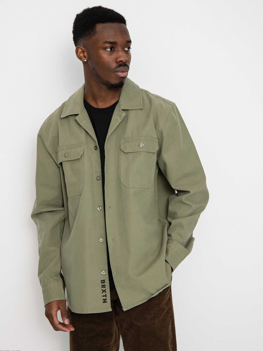 Clothing Brixton Shirts | Brixton Bowery Surplus Overshirt Ls Shirt Green