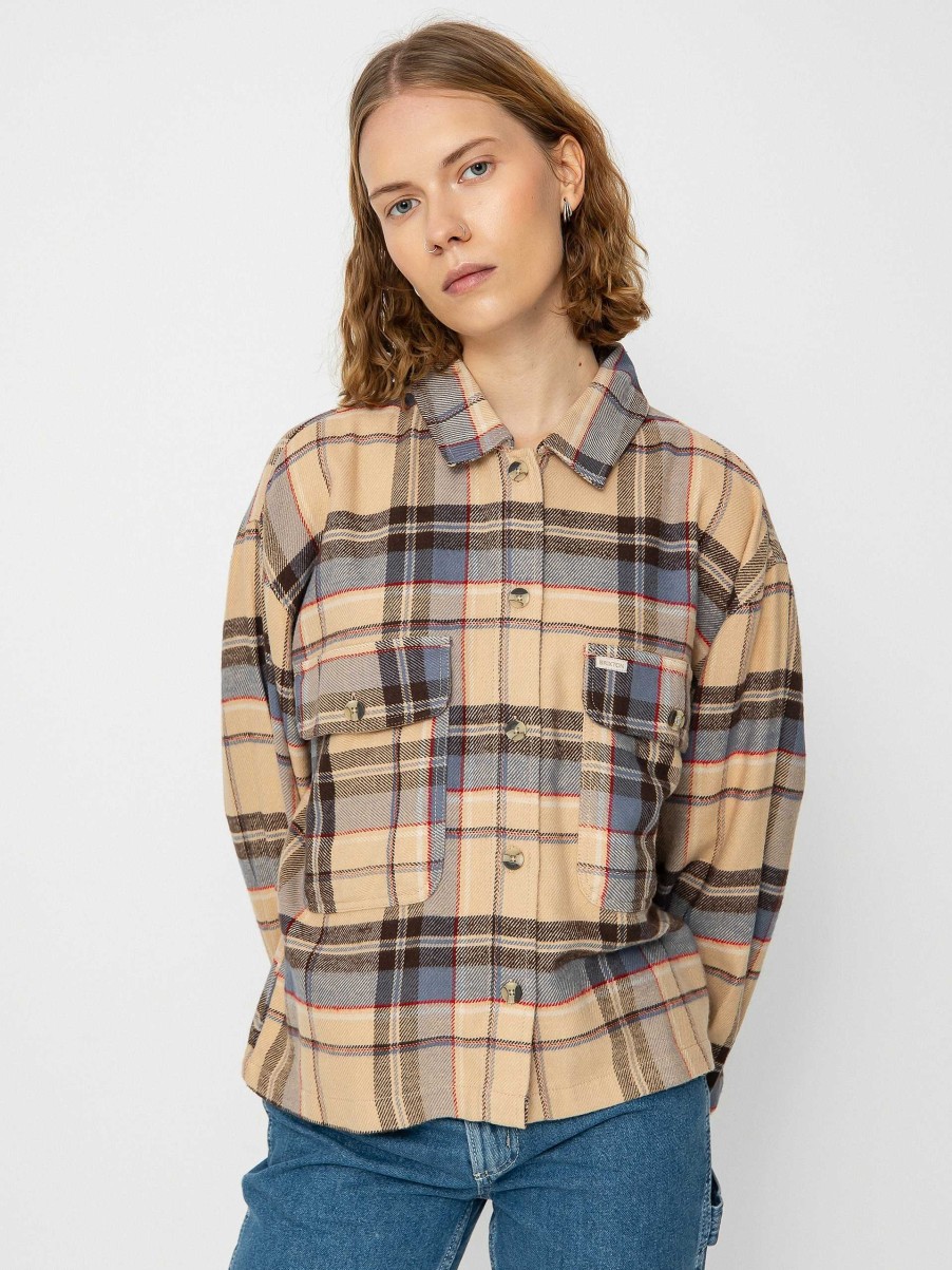 Clothing Brixton Shirts | Brixton Bowery Flannel Ls Shirt Wmn Brown