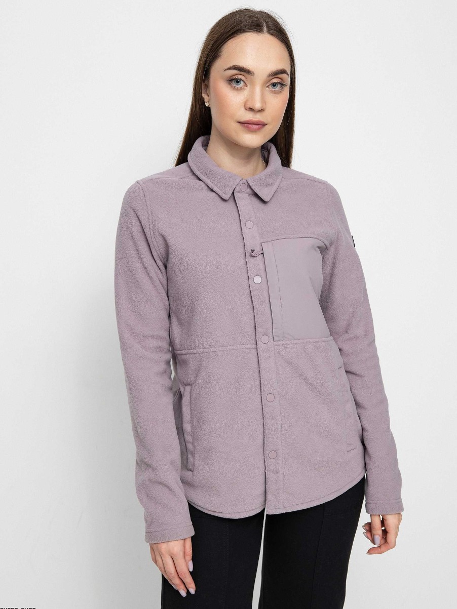 Clothing Burton Shirts | Burton Hearth Snap Up Shirt Wmn Violet