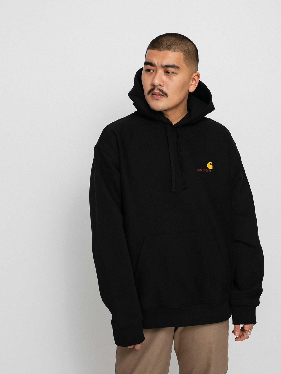 Clothing Carhartt WIP Sweatshirts/Hoodies | Carhartt Wip American Script Hd Hoodie Black