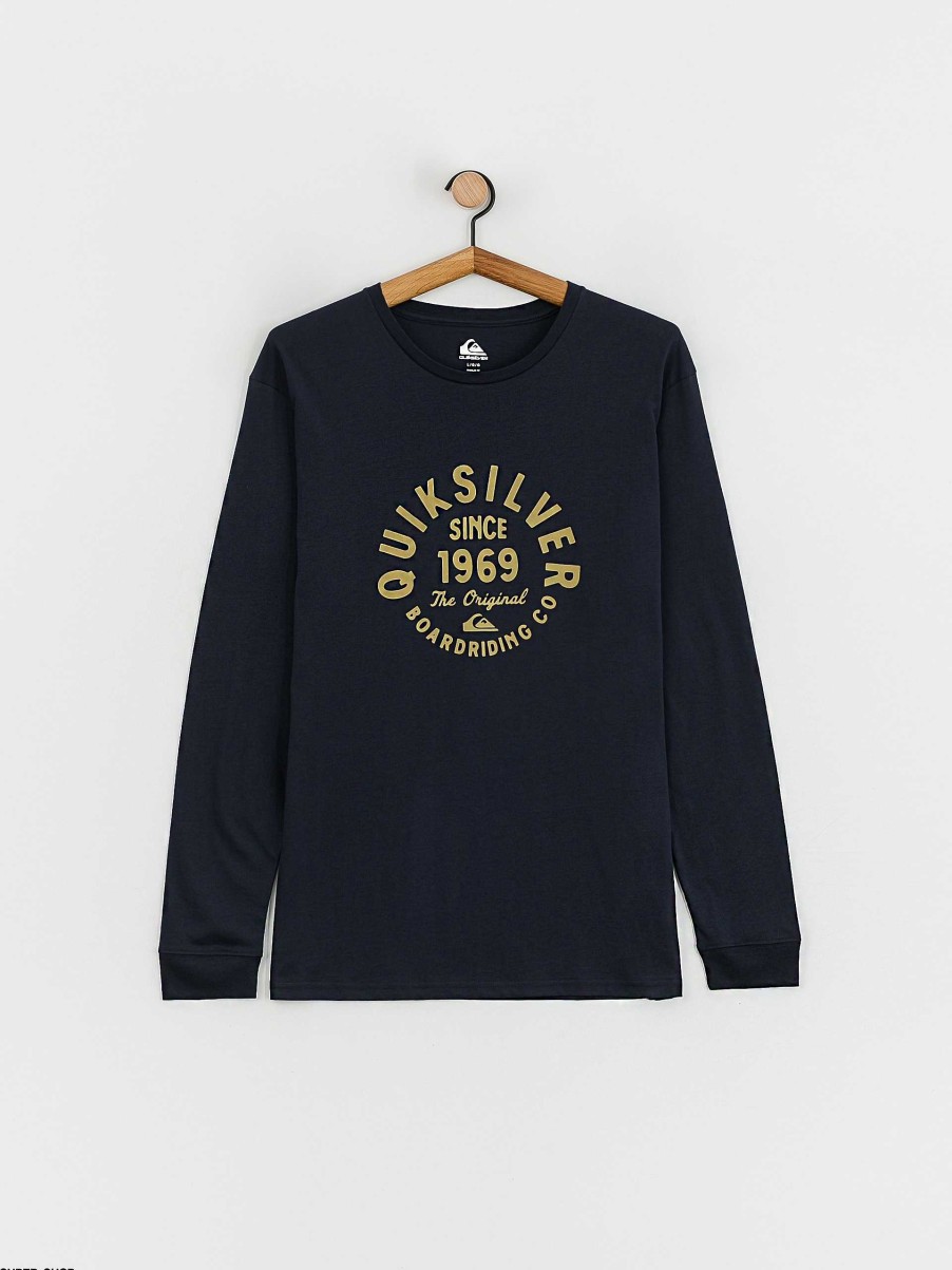 Clothing Quiksilver Longsleeves | Quiksilver Circled Script Front Longsleeve Navy Blue