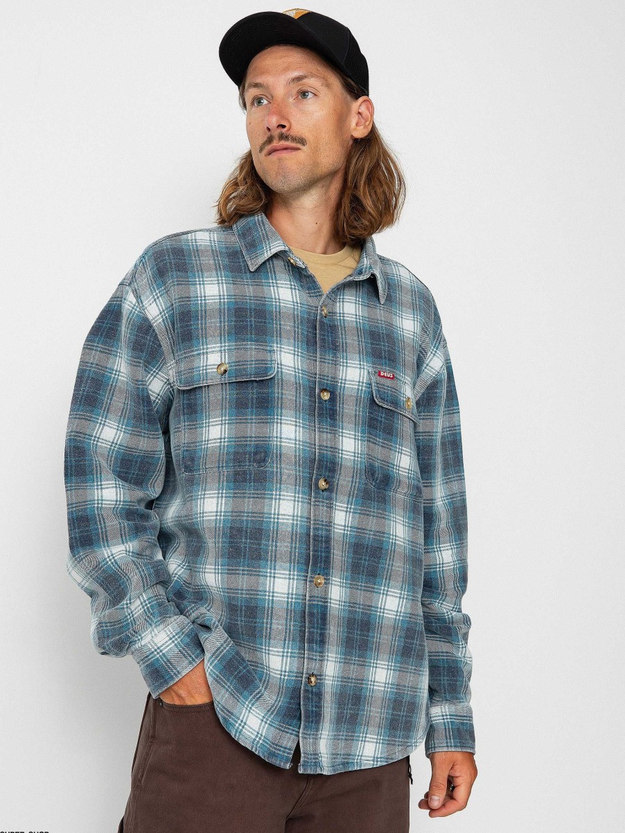 Clothing Deus Ex Machina Shirts | Deus Ex Machina Vacay Check Shirt Blue