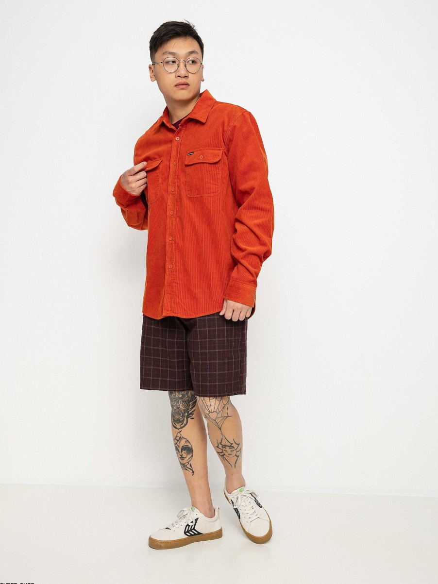 Clothing Brixton Shirts | Brixton Bowery Corduroy Flannel Ls Shirt Orange