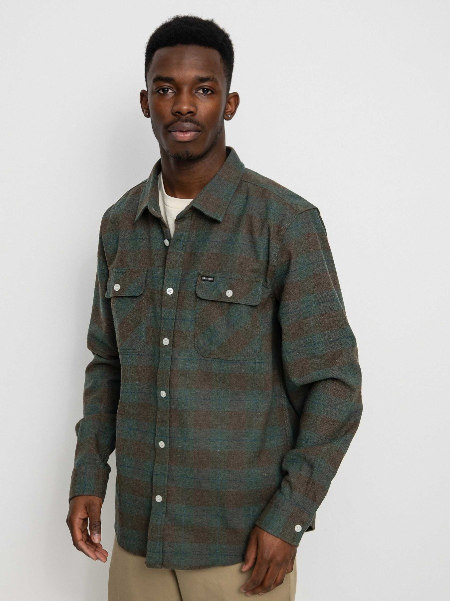 Clothing Brixton Shirts | Brixton Bowery Flannel Ls Shirt Blue