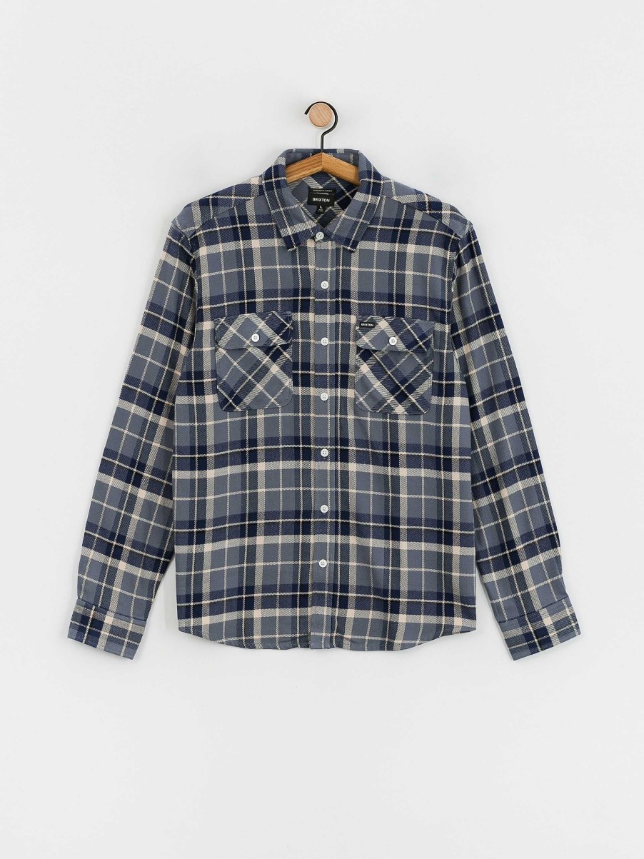 Clothing Brixton Shirts | Brixton Bowery Flannel Ls Shirt Blue