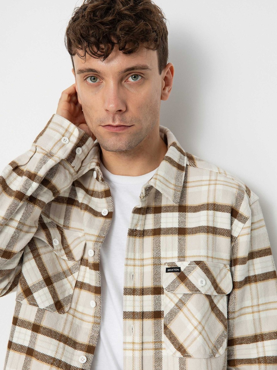 Clothing Brixton Shirts | Brixton Bowery Heavy Weight Ls Shirt Beige