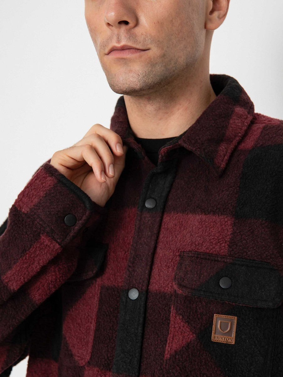 Clothing Brixton Shirts | Brixton Bowery Arctic Stretch Ls Shirt Burgundy