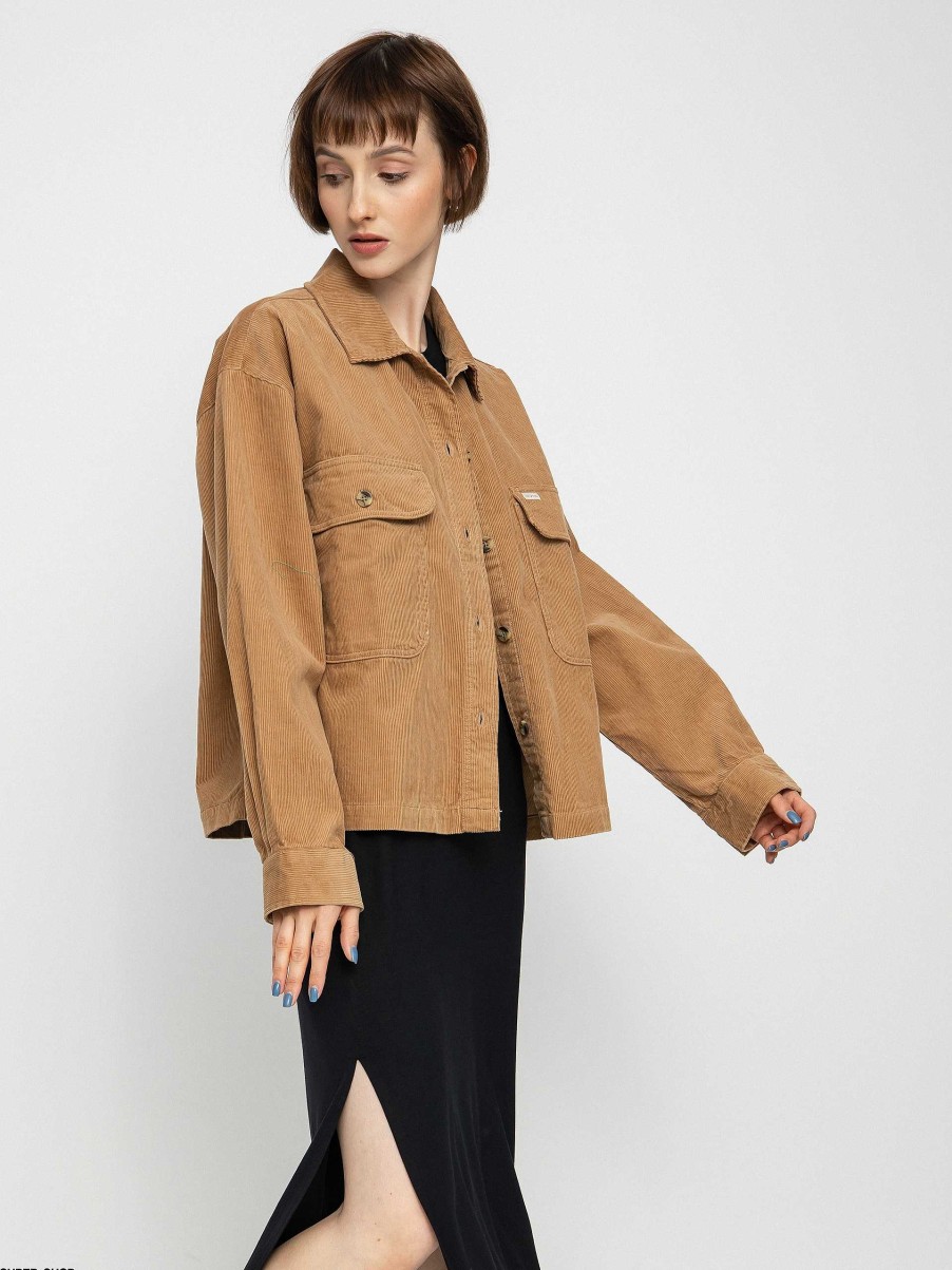 Clothing Brixton Shirts | Brixton Bowery Corduroy Flannel Ls Shirt Wmn Brown