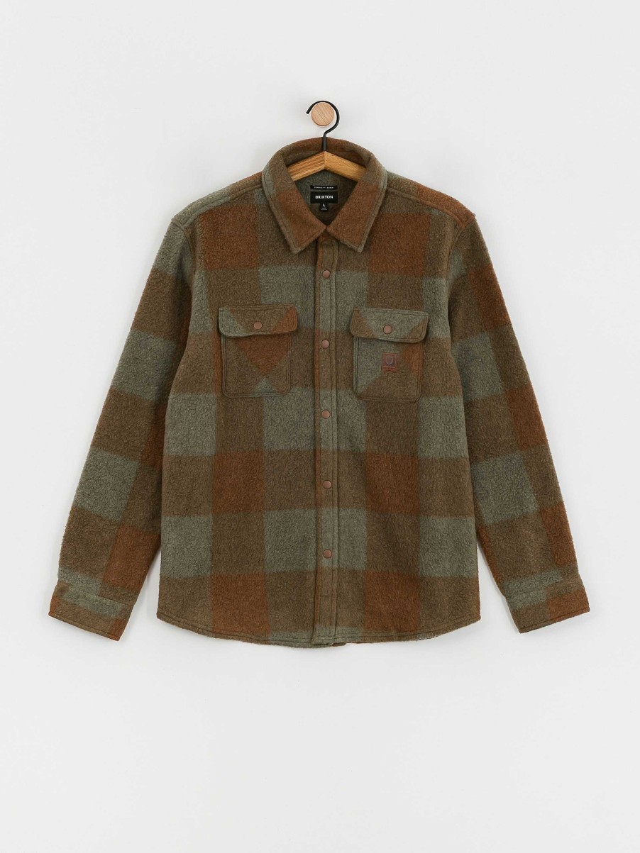 Clothing Brixton Shirts | Brixton Bowery Arctic Stretch Ls Shirt Brown