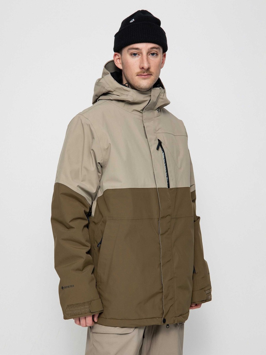 Clothing Volcom Snowboard Jackets | Mens Volcom L Ins Gore Tex Snowboard Jacket Beige/Green