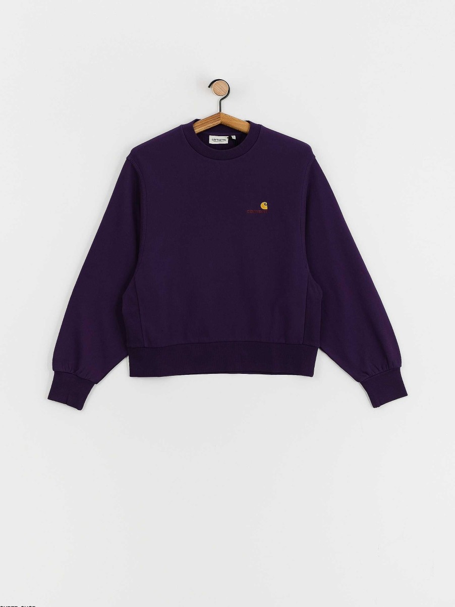 Clothing Carhartt WIP Sweatshirts/Hoodies | Carhartt Wip American Script Sweatshirt Wmn Violet