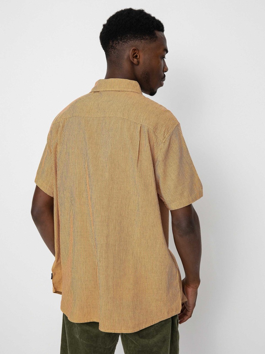 Clothing Brixton Shirts | Brixton Charter Stripe Shirt Brown