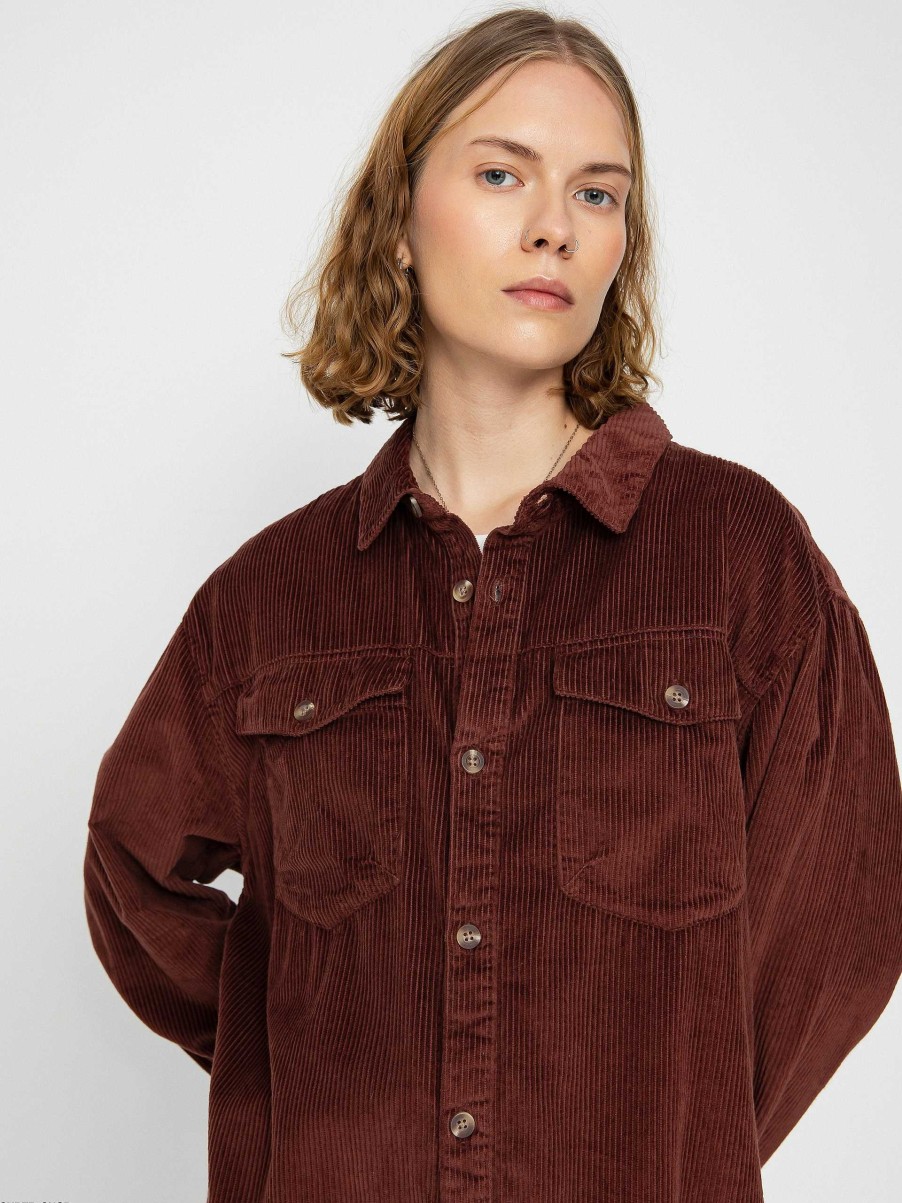 Clothing Roxy Shirts | Roxy Let It Go Cord Shirt Wmn Brown