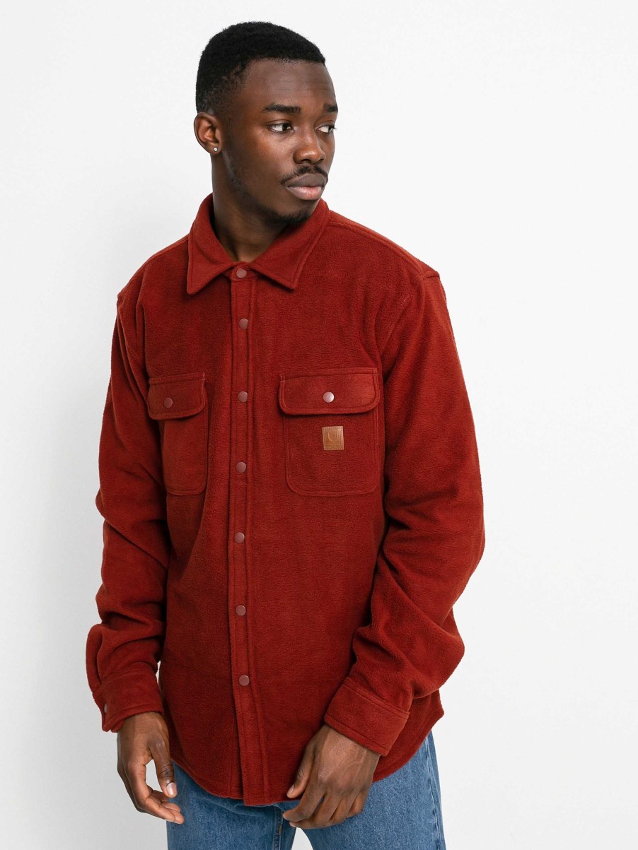 Clothing Brixton Shirts | Brixton Bowery Arctic Stretch Ls Shirt Burgundy