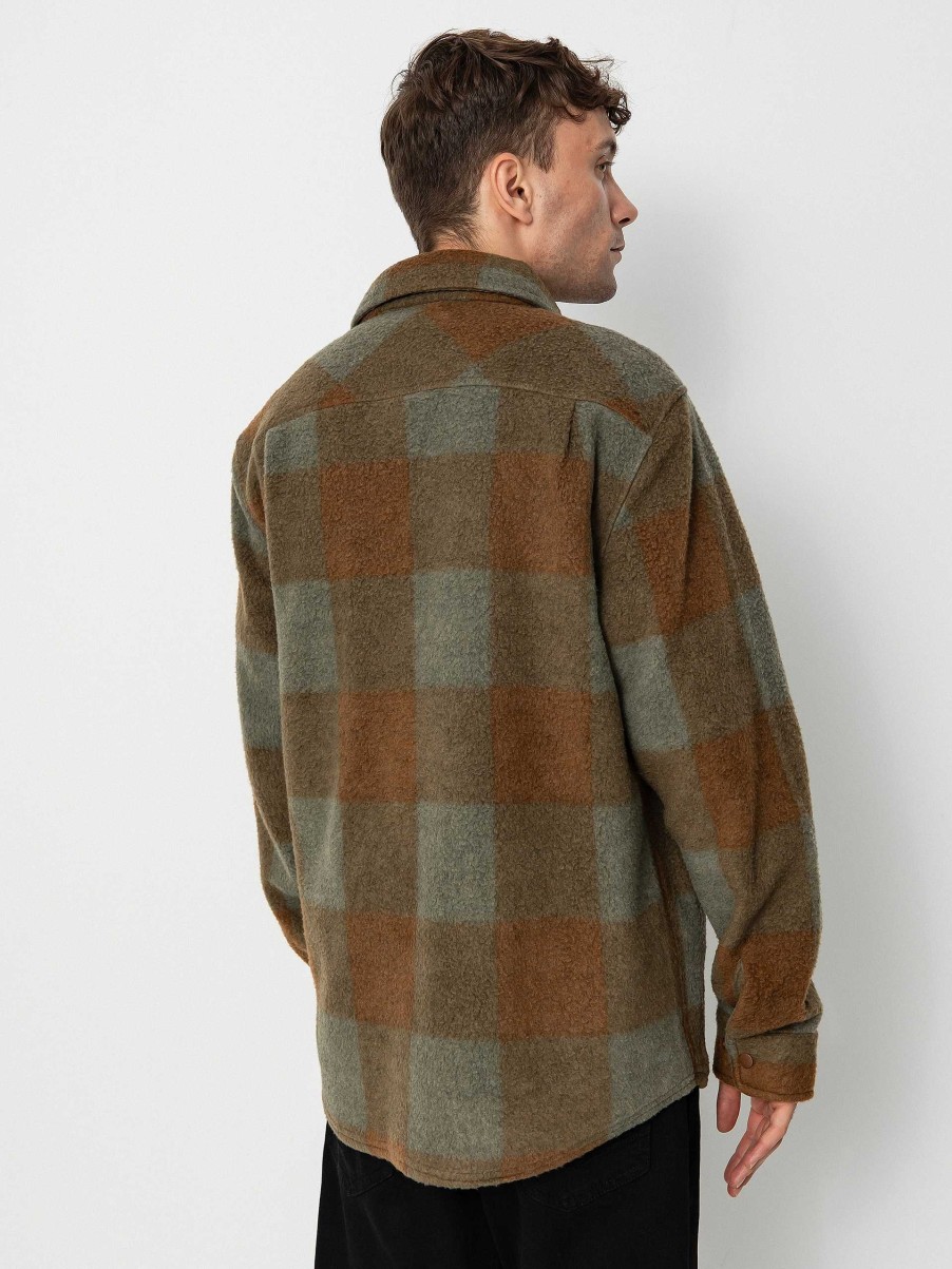 Clothing Brixton Shirts | Brixton Bowery Arctic Stretch Ls Shirt Brown