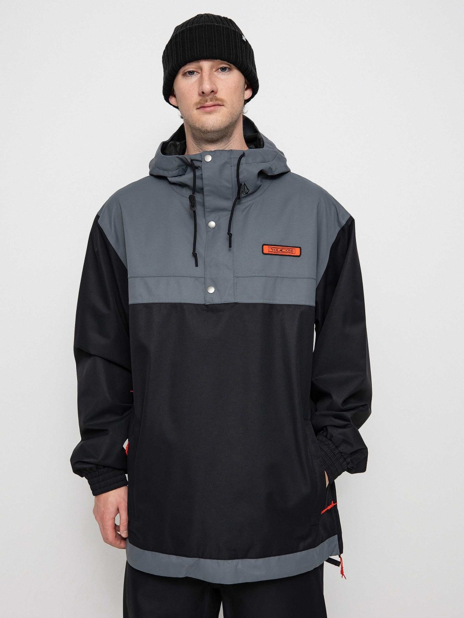 Clothing Volcom Snowboard Jackets | Mens Volcom Longo Pullover Snowboard Jacket Black