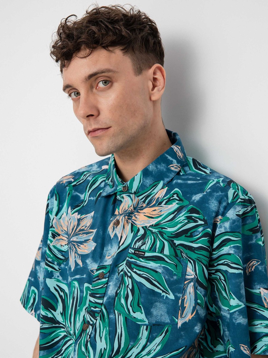 Clothing Volcom Shirts | Volcom Marble Floral Shirt Blue