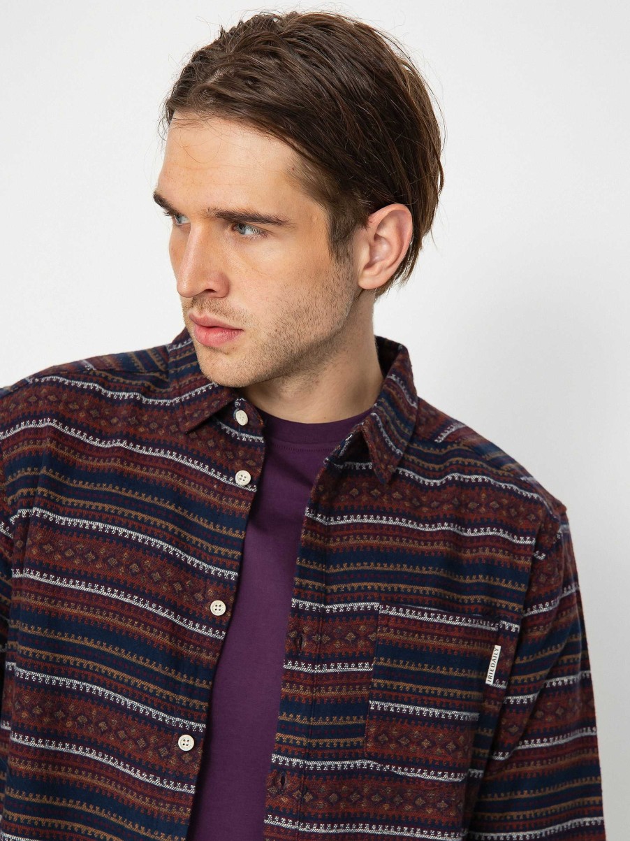 Clothing Iriedaily Shirts | Iriedaily Insito Stripe Shirt Burgundy