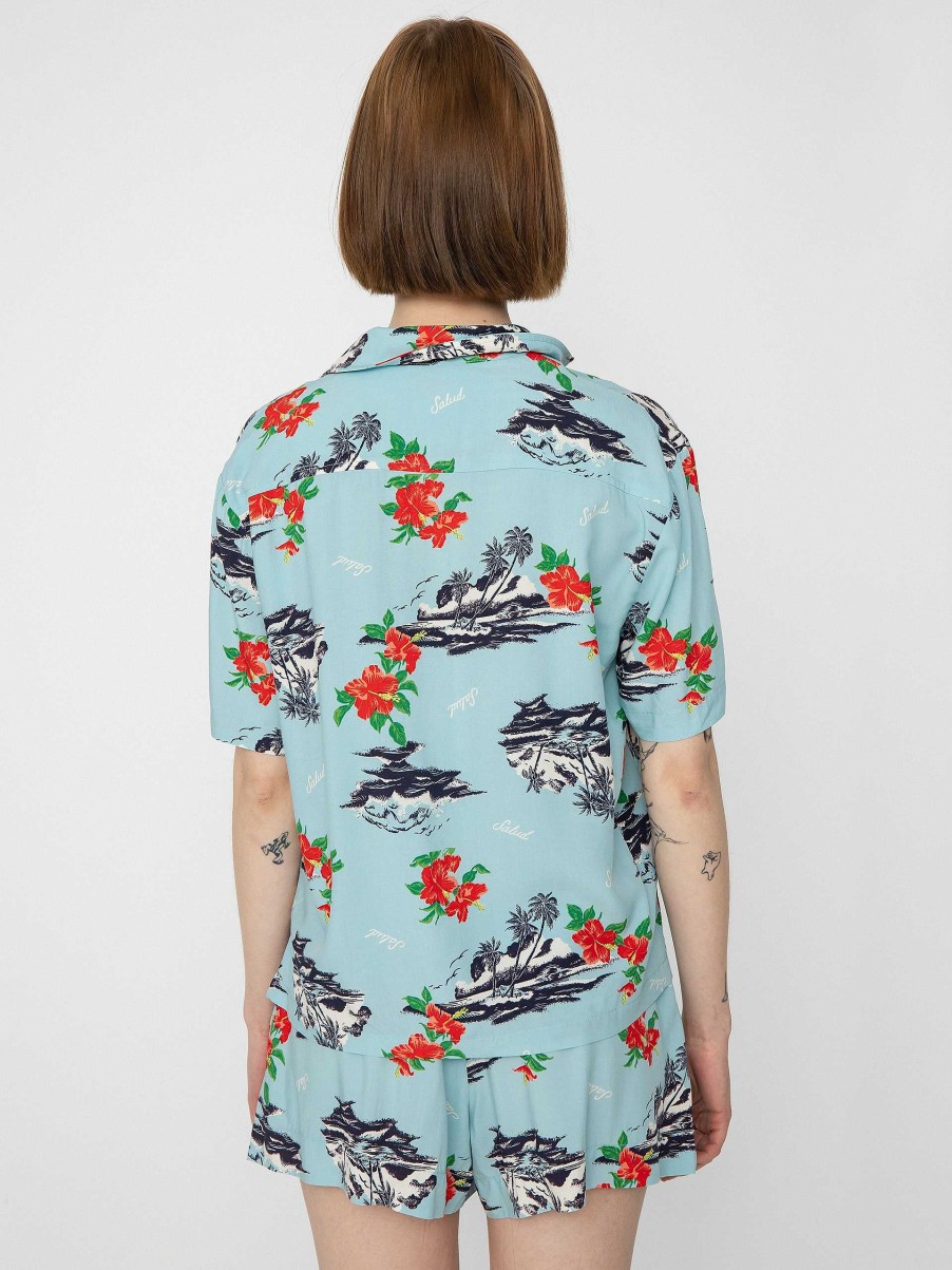 Clothing Brixton Shirts | Brixton Bunker Paradise Shirt Wmn Blue