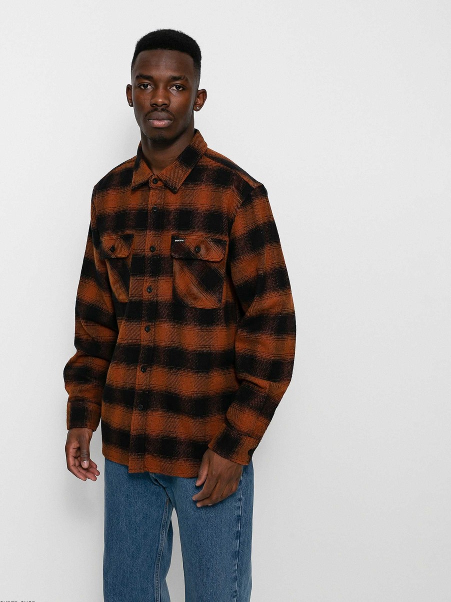 Clothing Brixton Shirts | Brixton Bowery Flannel Ls Shirt Orange