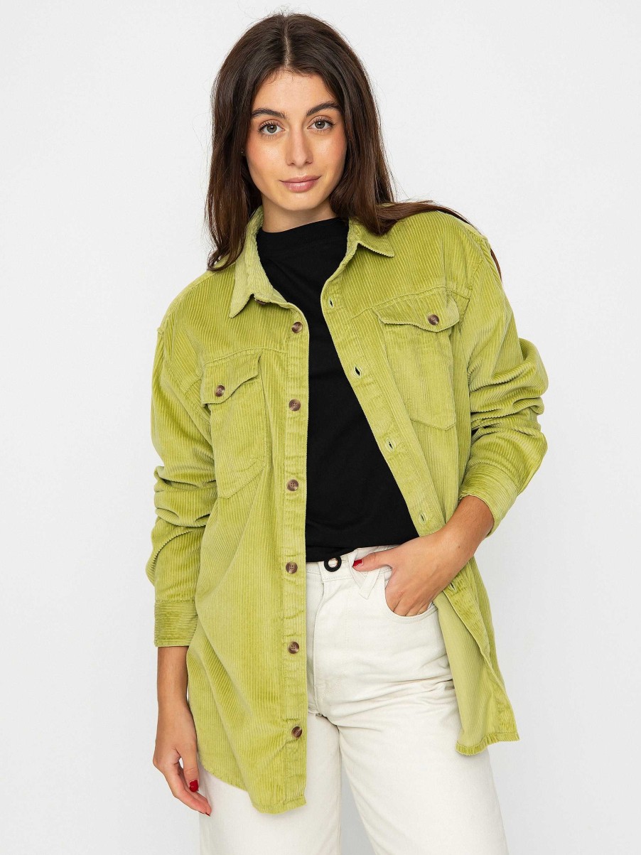 Clothing Roxy Shirts | Roxy Let It Go Cord Shirt Wmn Green