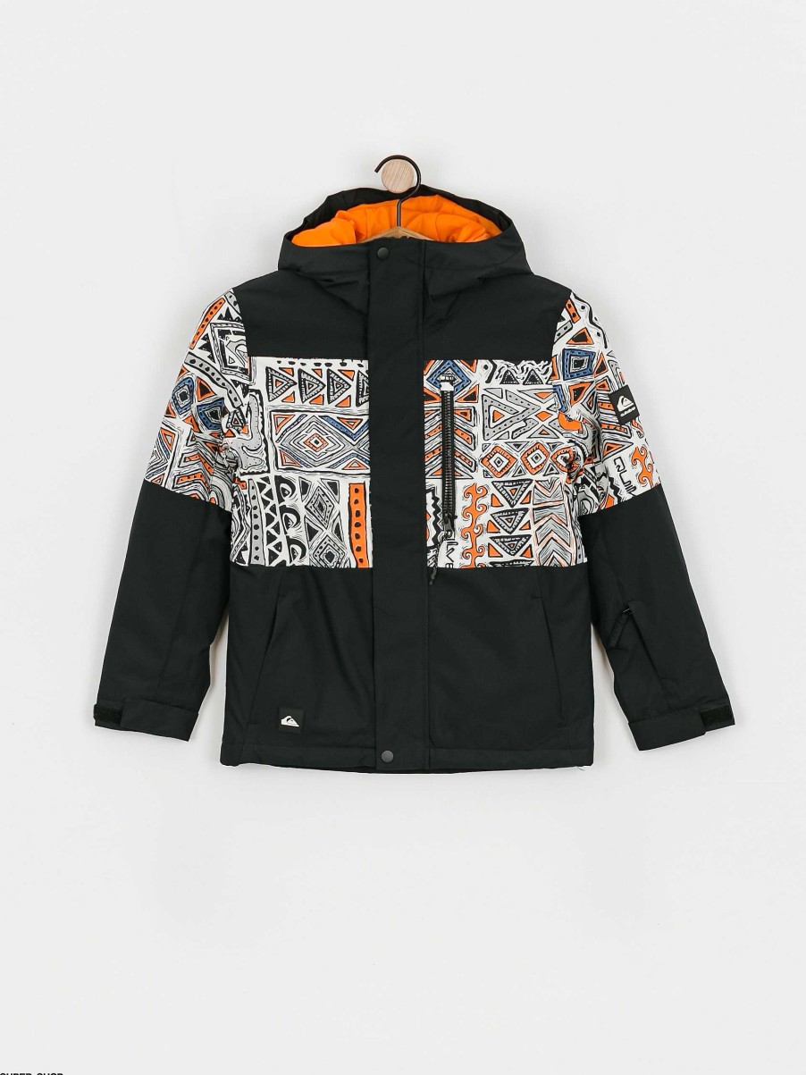 Clothing Quiksilver Snowboard Jackets | Quiksilver Mission Printed Block Jr Snowboard Jacket Black/Multicolor