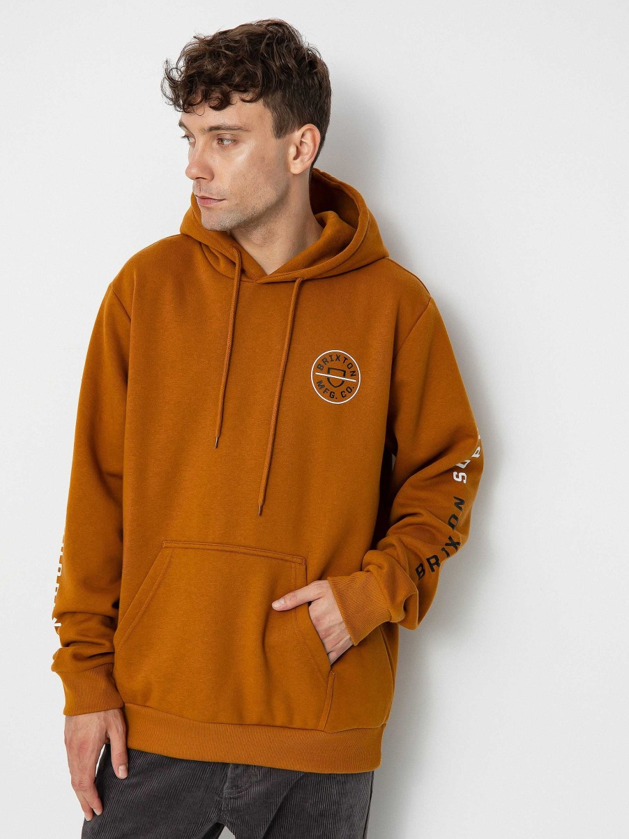 Clothing Brixton Sweatshirts/Hoodies | Brixton Crest Hd Hoodie Brown