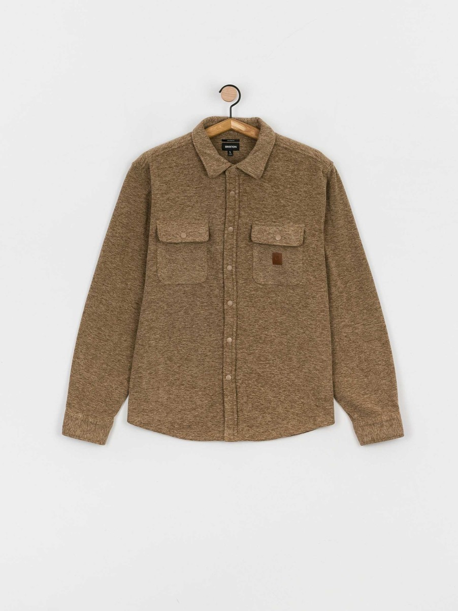 Clothing Brixton Shirts | Brixton Bowery Arctic Stretch Ls Shirt Brown