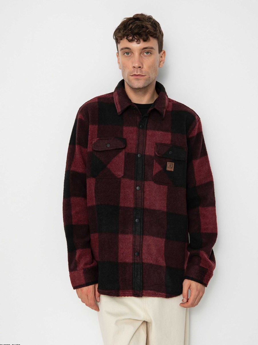 Clothing Brixton Shirts | Brixton Bowery Arctic Stretch Ls Shirt Burgundy