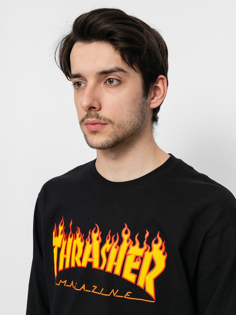 Clothing Thrasher Longsleeves | Thrasher Longsleeve Flame Logo Black