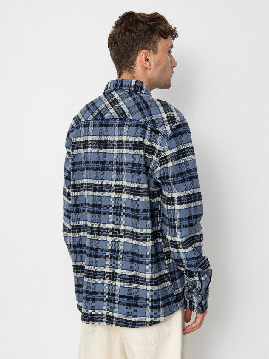 Clothing Brixton Shirts | Brixton Bowery Heavy Weight Ls Shirt Blue