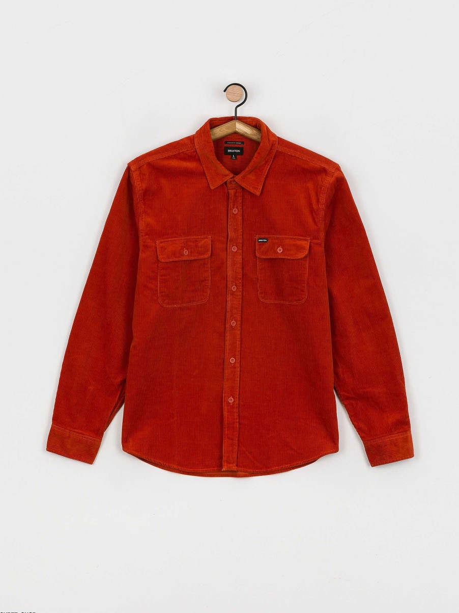 Clothing Brixton Shirts | Brixton Bowery Corduroy Flannel Ls Shirt Orange