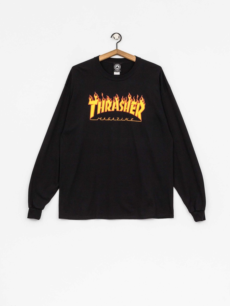 Clothing Thrasher Longsleeves | Thrasher Longsleeve Flame Logo Black