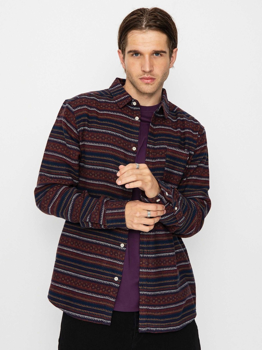 Clothing Iriedaily Shirts | Iriedaily Insito Stripe Shirt Burgundy