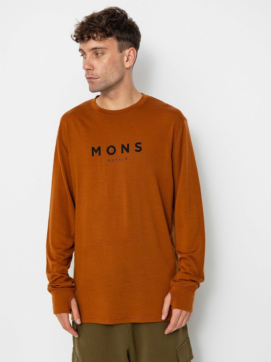 Clothing Mons Royale Active Underwear | Mens Mons Royale Yotei Merino Classic Active Longsleeve Brown