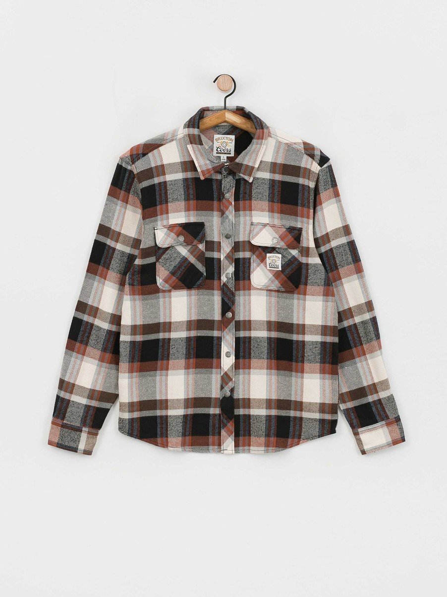 Clothing Brixton Shirts | Brixton Coors Pow Bowery Flannel Ls Shirt Brown