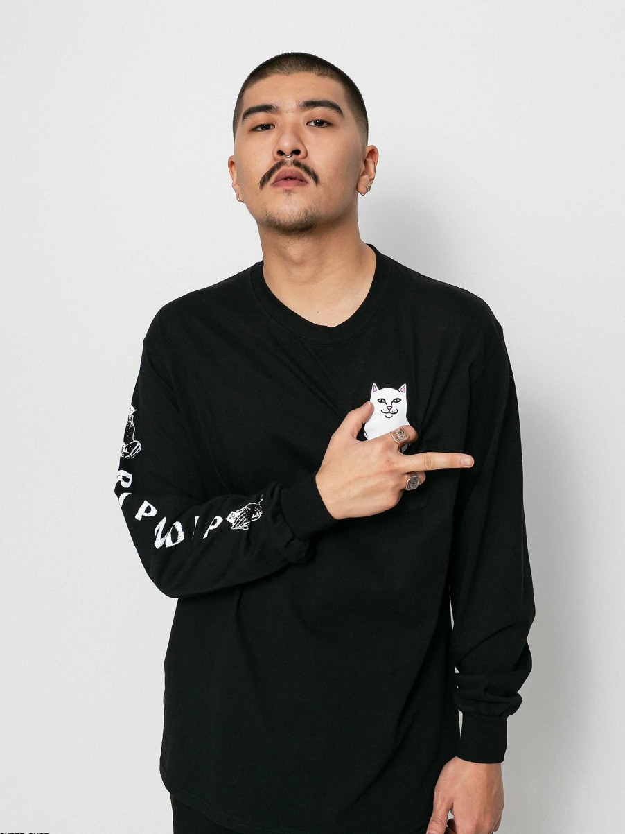 Clothing RipNDip Longsleeves | Ripndip Longsleeve Lord Nermal Pocket Black