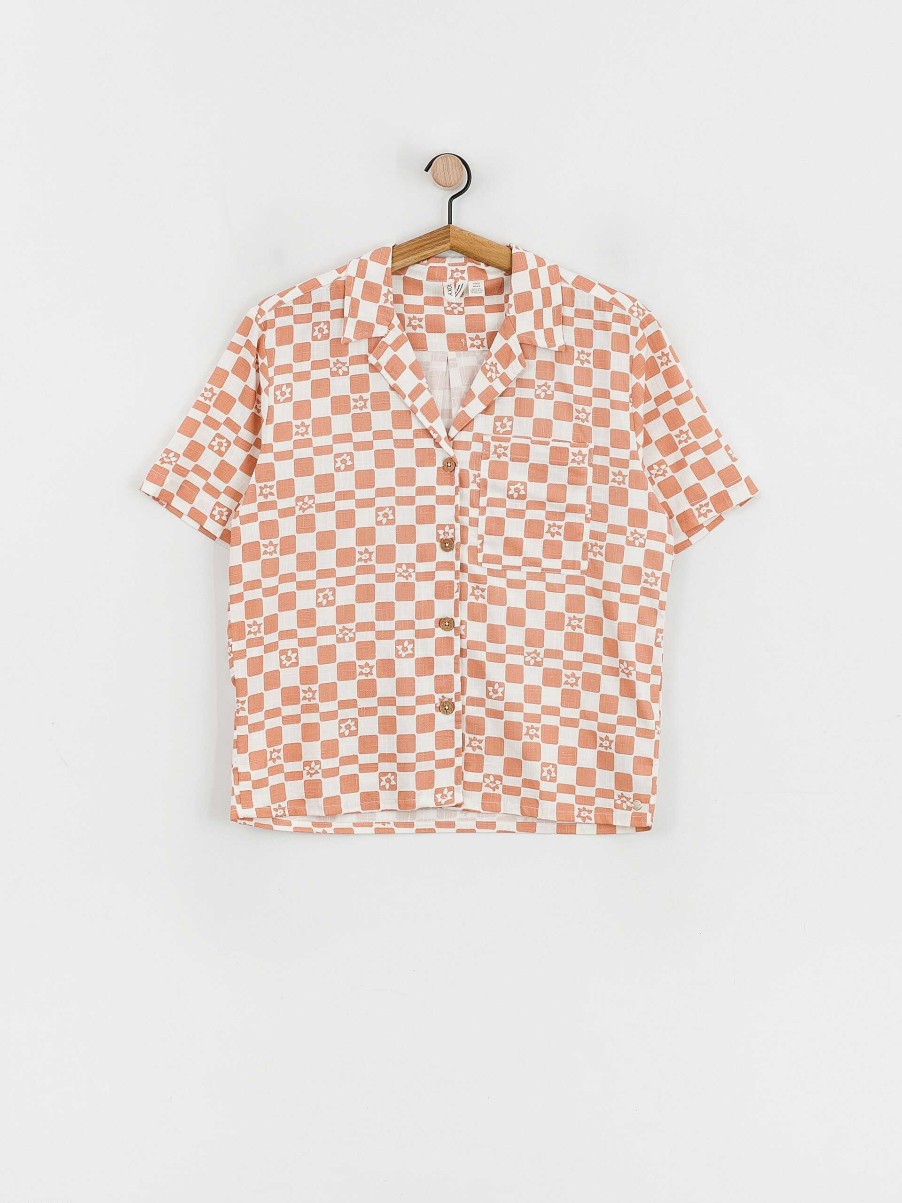 Clothing Roxy Shirts | Roxy Aloha Sunset Check Shirt Wmn Orange