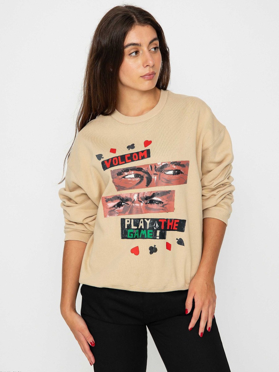 Clothing Volcom Sweatshirts/Hoodies | Volcom Play The Crew Sweatshirt Wmn Beige