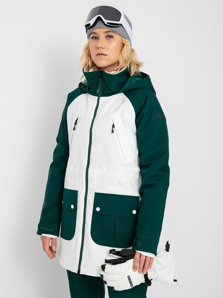 Clothing Burton Snowboard Jackets | Womens Burton Prowess Snowboard Jacket White/Green