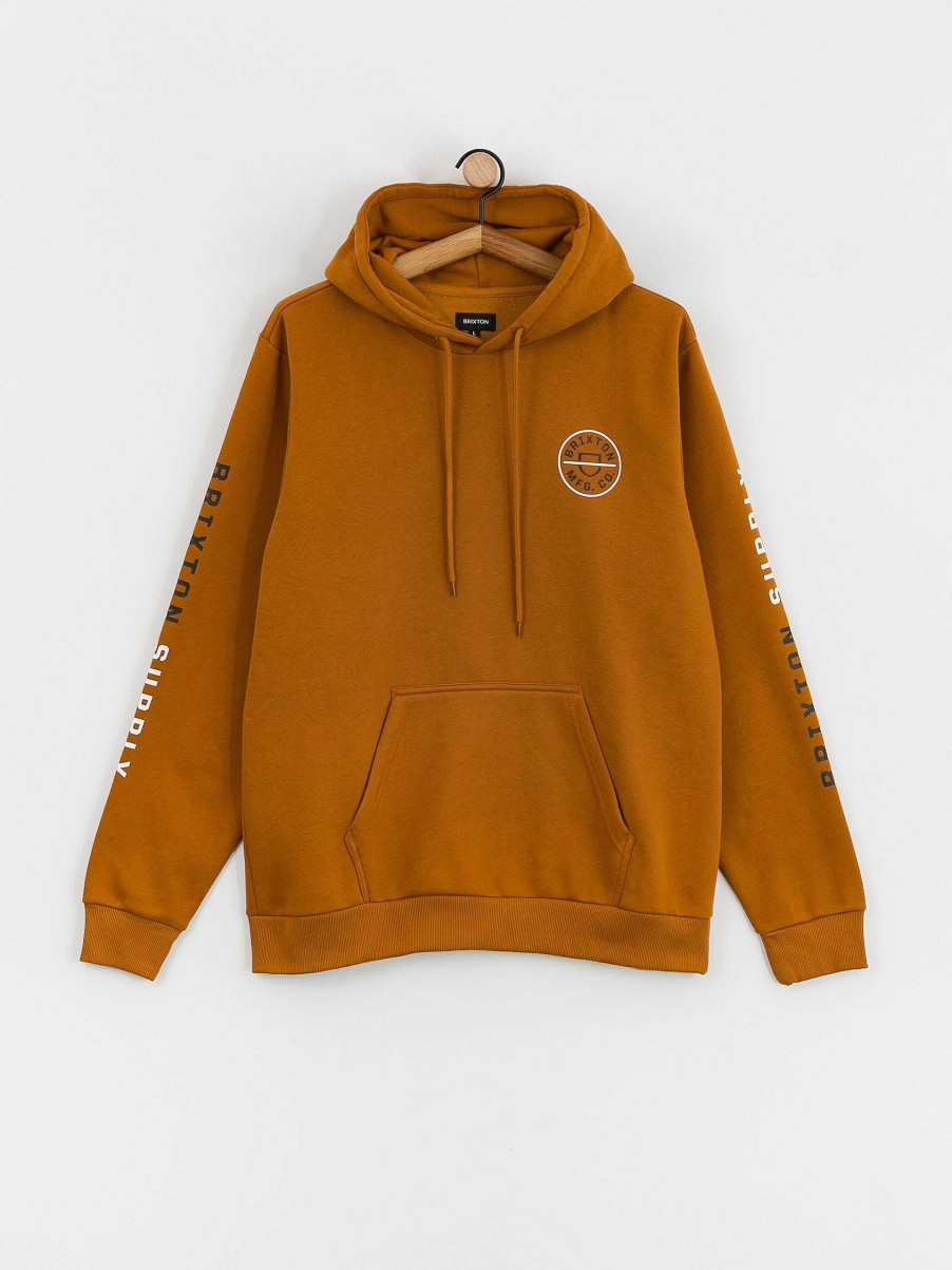 Clothing Brixton Sweatshirts/Hoodies | Brixton Crest Hd Hoodie Brown