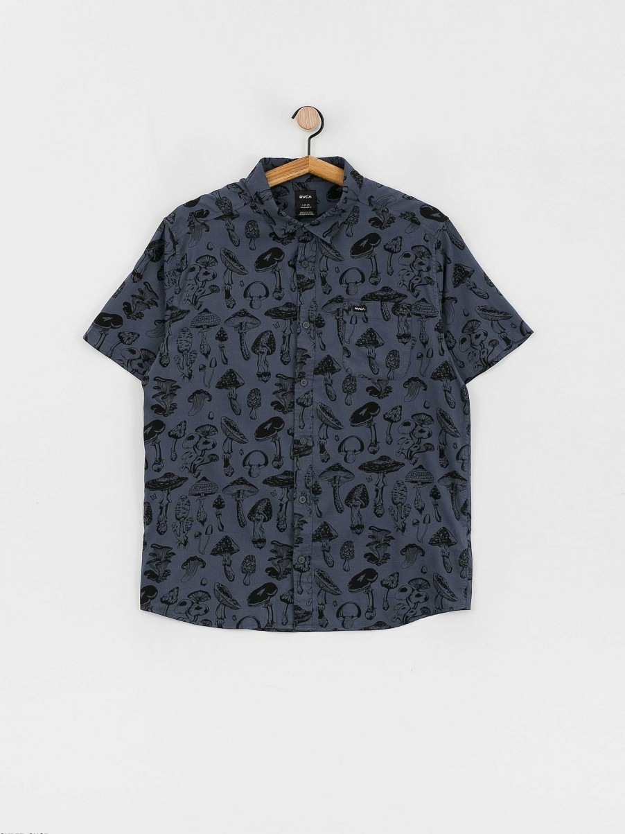 Clothing RVCA Shirts | Rvca Matus Mushroom Shirt Blue