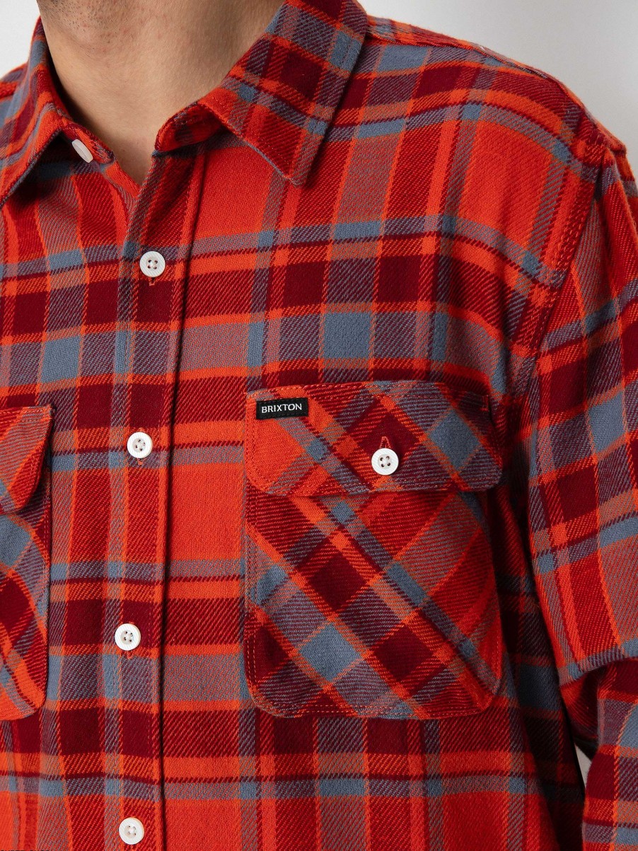 Clothing Brixton Shirts | Brixton Bowery Flannel Ls Shirt Red